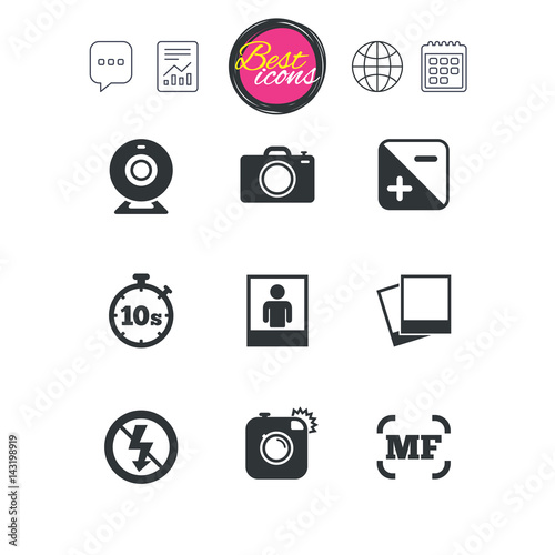Photo, video icons. Camera, photos and frame.