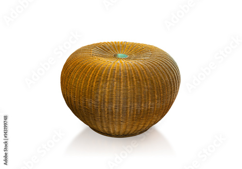 Rattan chair with round isolated on white background