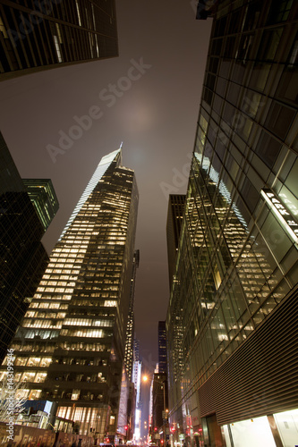 Modern office building.New York City at night.