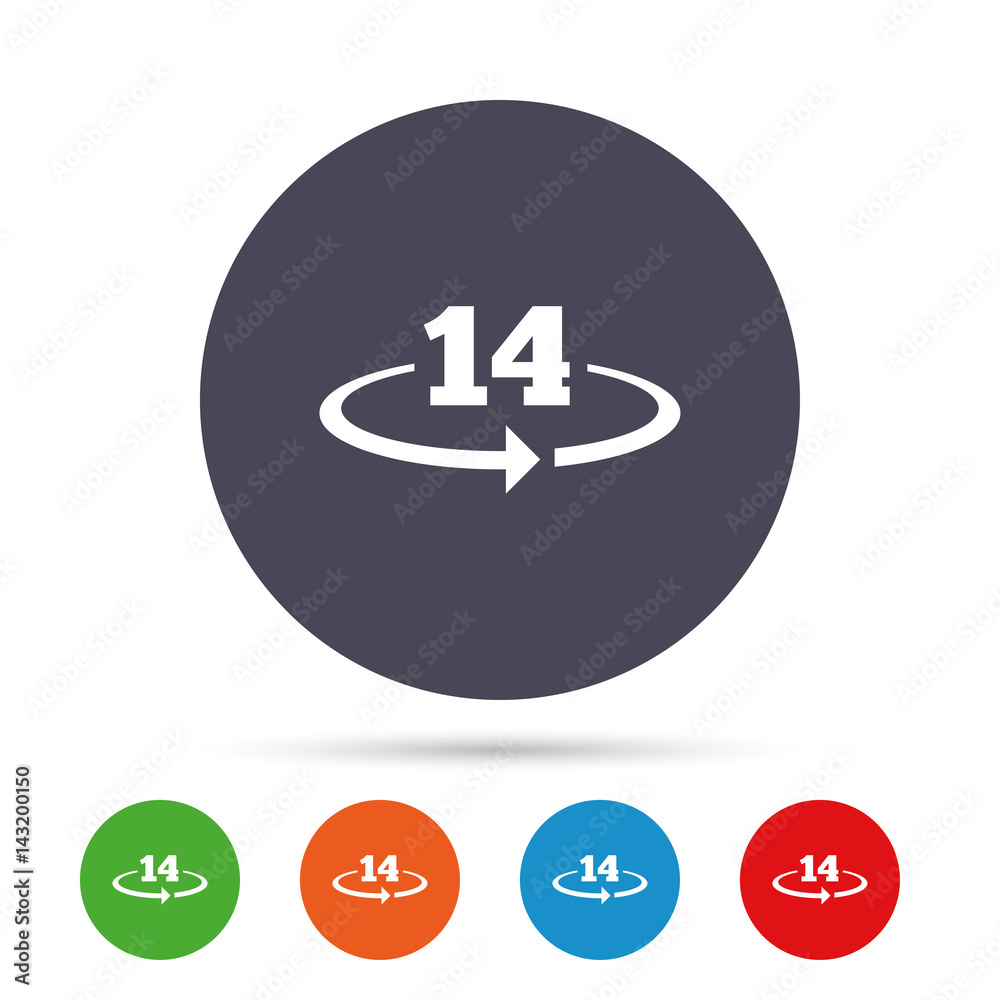 Return of goods within 14 days sign icon. Return of goods within 14 days sign icon.
