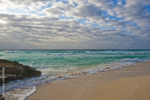 Viwe og Caribbean sea with morning waves