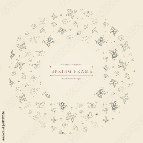 Spring frame with floral elements. 