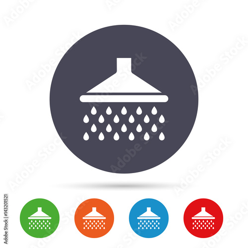 Shower sign icon. Douche with water drops symbol.