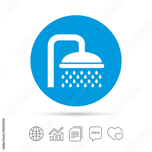Shower sign icon. Douche with water drops symbol.