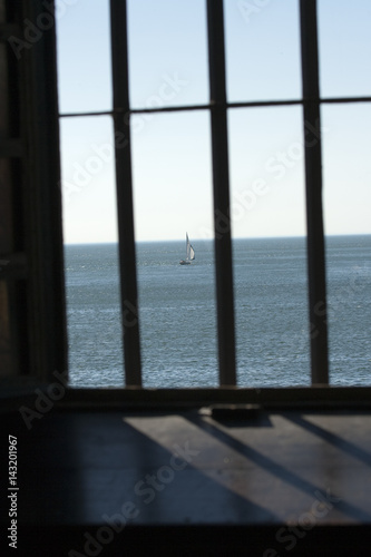 Yacht seen though window