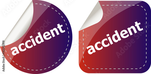 accident stickers set on white, icon button