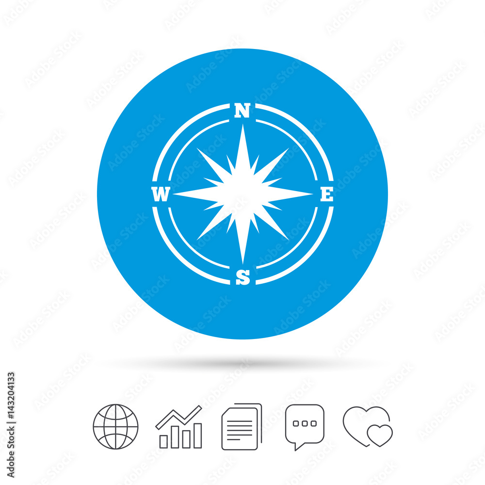 Compass sign icon. Windrose navigation symbol. Compass sign icon. Windrose navigation symbol.
