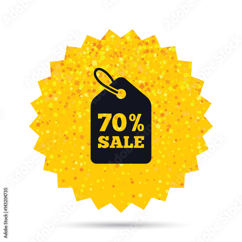 70 percent sale price tag sign icon.