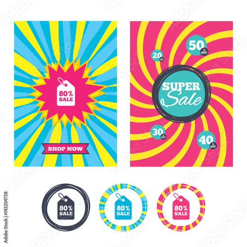 80 percent sale price tag sign icon.