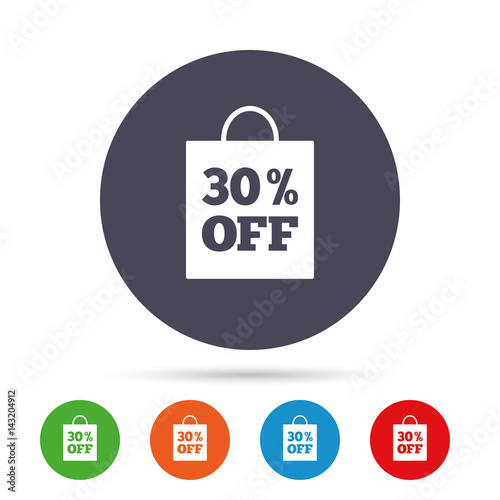 30 percent sale bag tag sign icon.