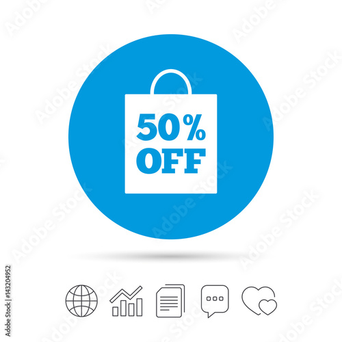 50 percent sale bag tag sign icon.