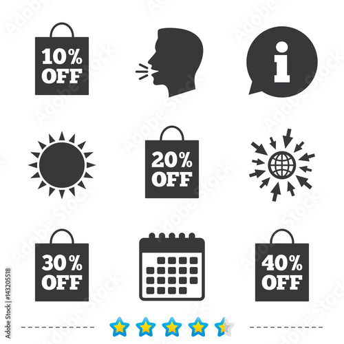 Sale bag tag icons. Discount symbols.