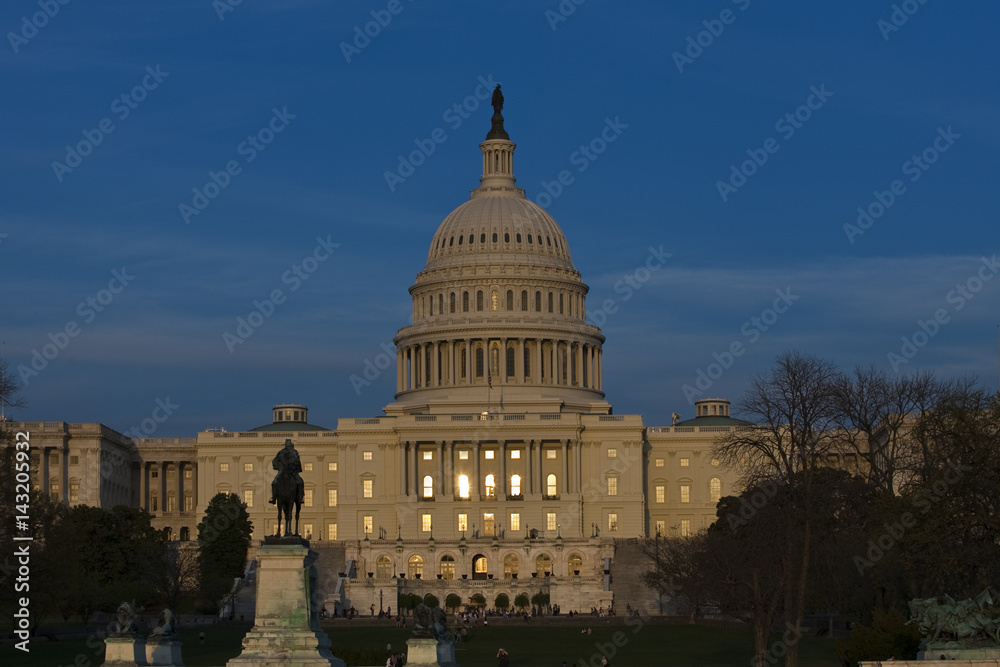 The United States Capitol at night
