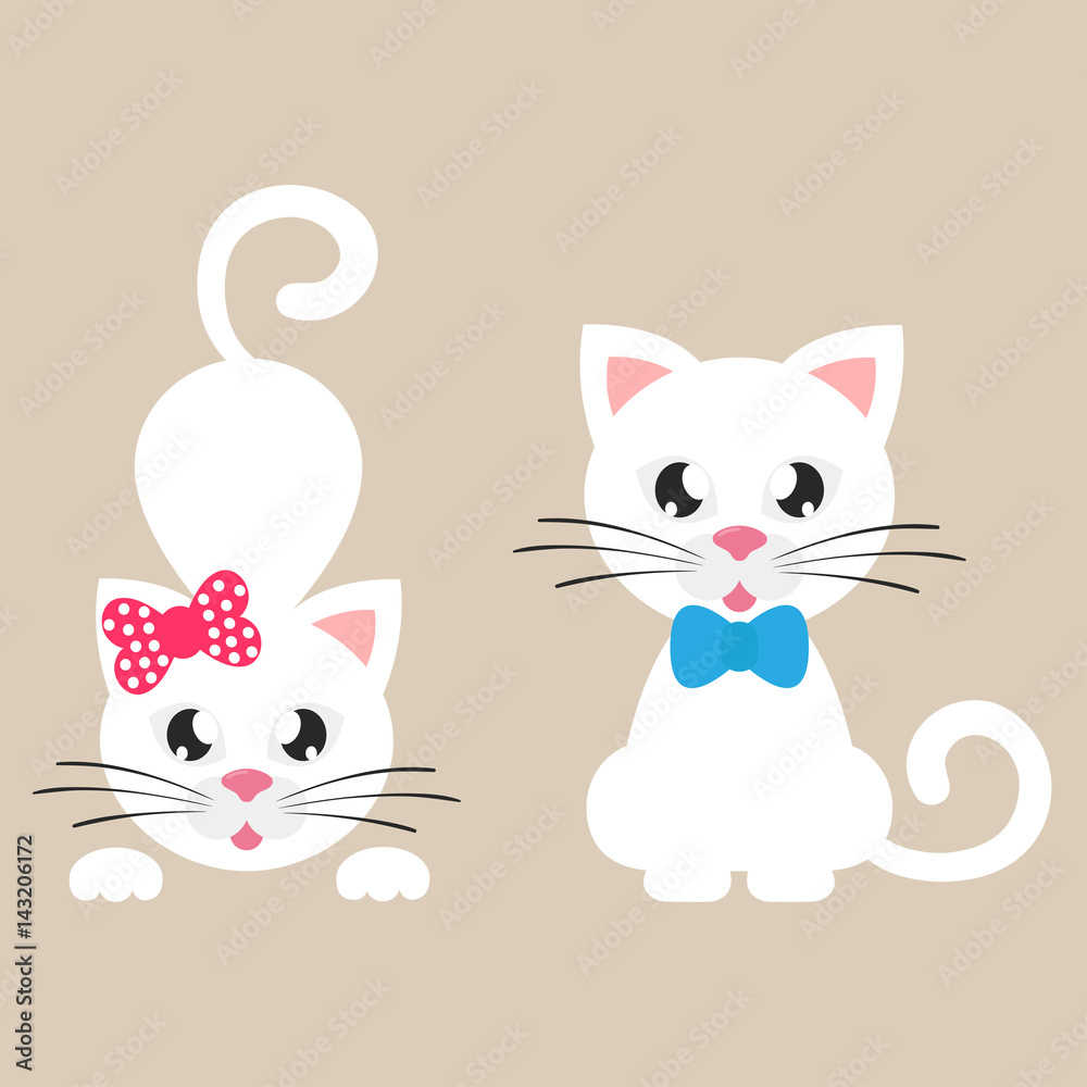 Fototapeta premium cartoon white cats set