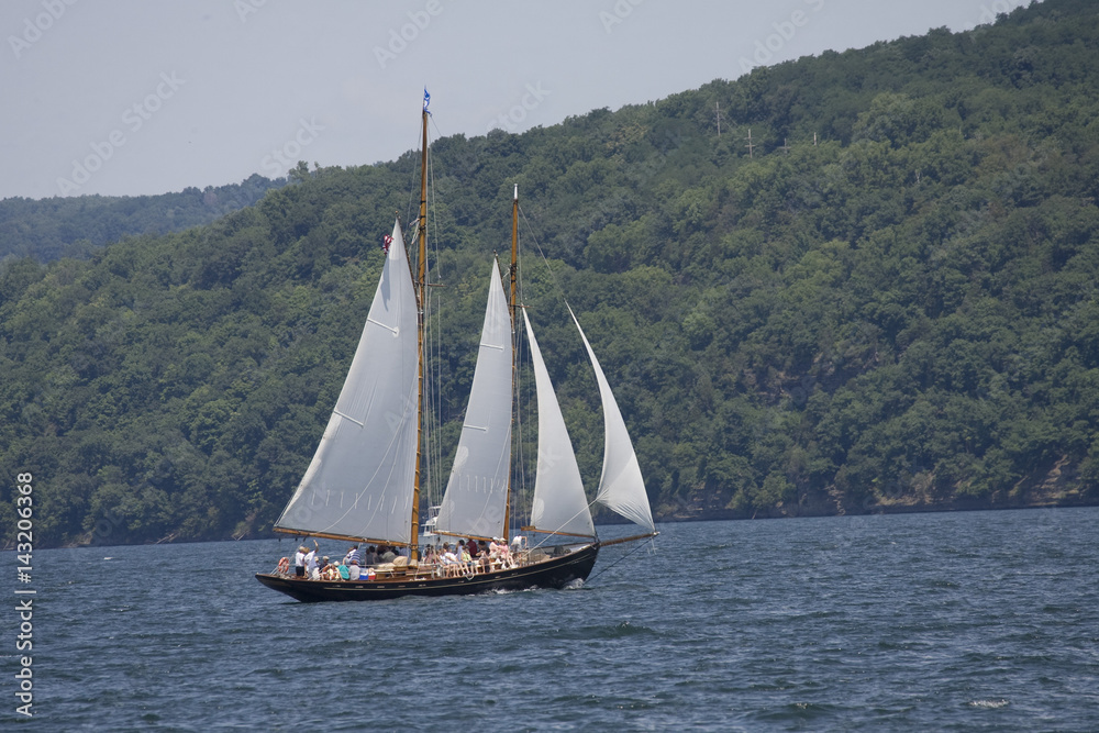 Cruising yachts on lake