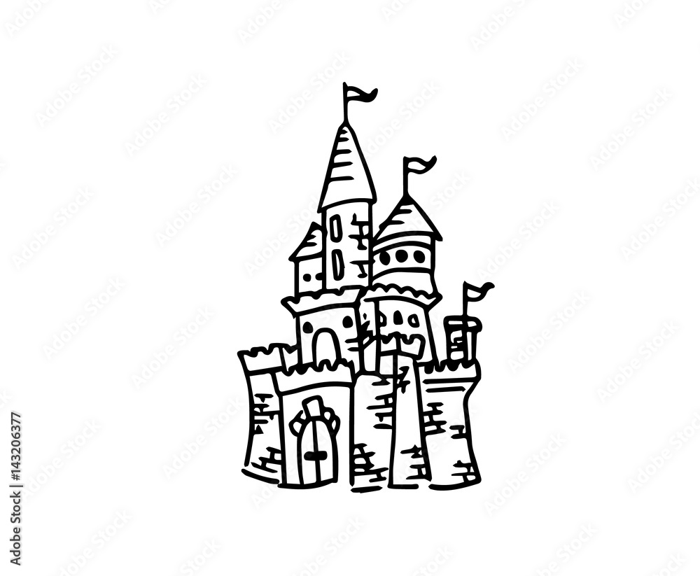 Castle sketch doodle isolated