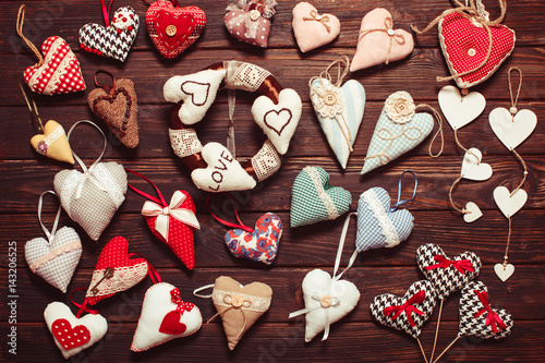 Variety of handmade hearts 