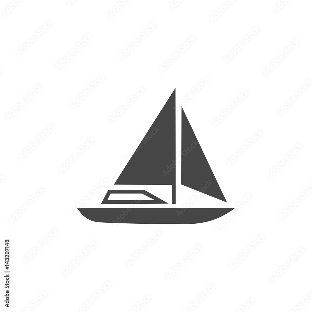 Sailboat Icon Flat Graphic Design - Illustration