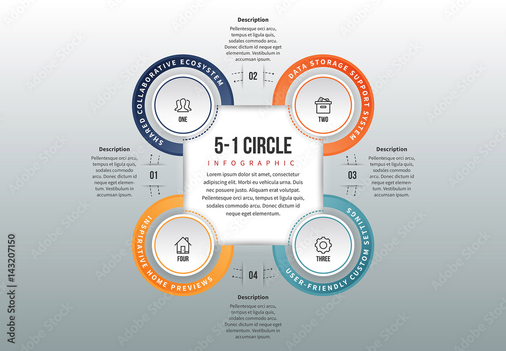 Linked Circle Cluster Infographic 2 Stock Template | Adobe Stock