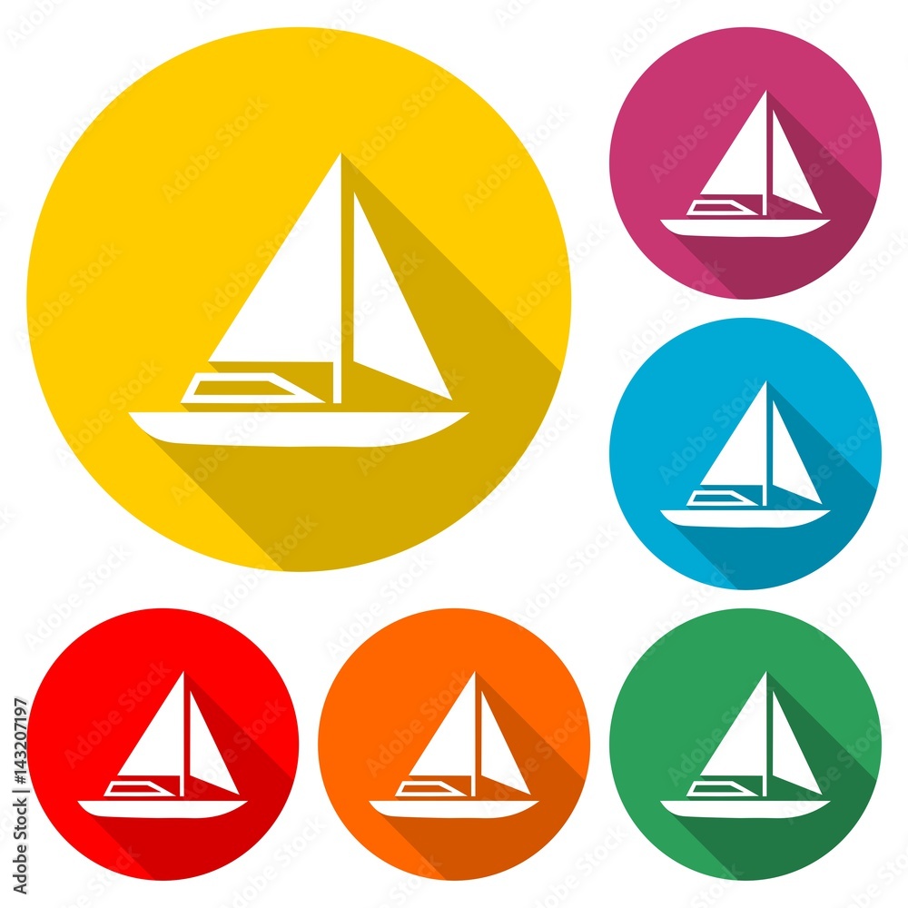 Sailboat Icon Flat Graphic Design - Illustration