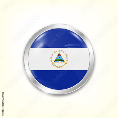 Round button national flag of Nicaragua with the reflection of light and shadow. Icon country. Realistic vector illustration. Free Download Round button national flag of Nicaragua with the reflection of light and shadow. Icon country. Realistic vector illustration. - GFXLoad