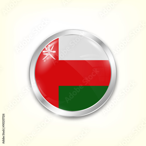 Round button national flag of Oman with the reflection of light and shadow. Icon country. Realistic vector illustration. Free Download Round button national flag of Oman with the reflection of light and shadow. Icon country. Realistic vector illustration. - GFXLoad