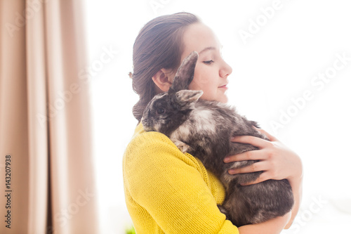 Girl with her favorite pet