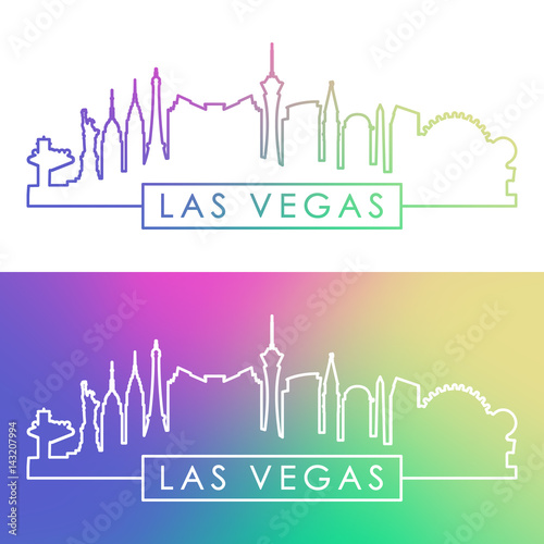 Photography Las Vegas skyline linear style with rainbow