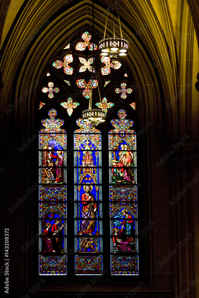 Stained glass windows. St.Patrick's Cathedral in New York.