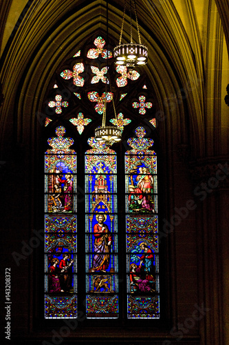 Stained glass windows. St.Patrick's Cathedral in New York.