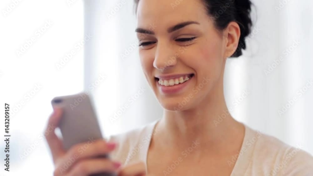 happy young woman with braces and smartphone happy young woman with braces and smartphone
