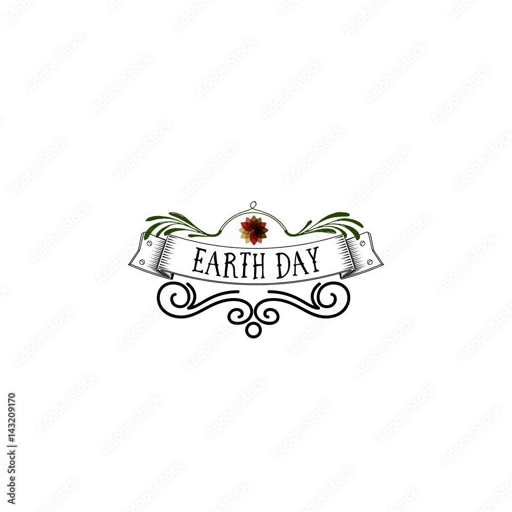 Badge as part of the design - Earth day. Sticker, stamp, logo - hand made. Badge as part of the design - Earth day. Sticker, stamp, logo - hand made.