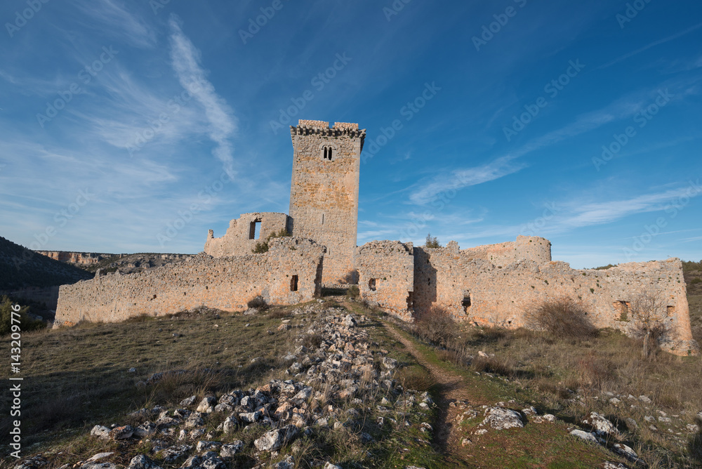 Ancient ruins of Ucero castle in Soria, Castilla y Leon, Spain.