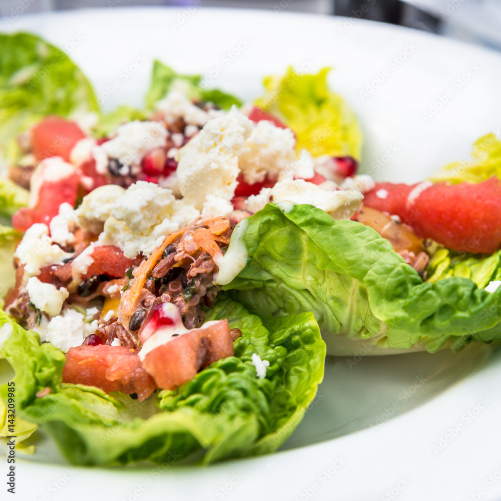 Salad from Quinoa, Black Barley, Watermelon and Feta Salad from Quinoa, Black Barley, Watermelon and Feta