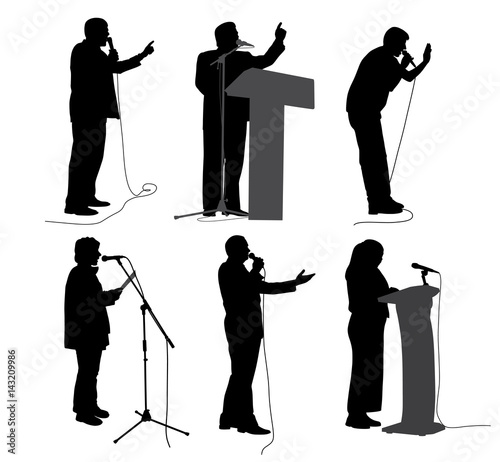 Public speaking. Motivational speech. Business speakers presenters politicians or lecturers.