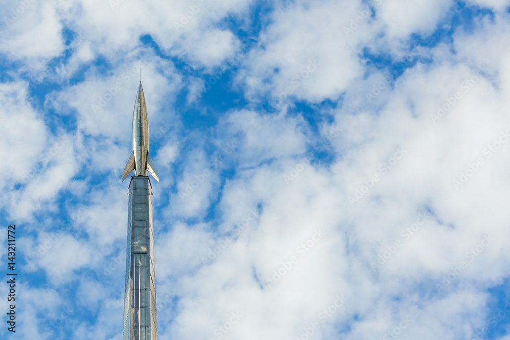 Closeup of the Monument to the Conquerors of Space in Moscow, Russia Closeup of the Monument to the Conquerors of Space in Moscow, Russia