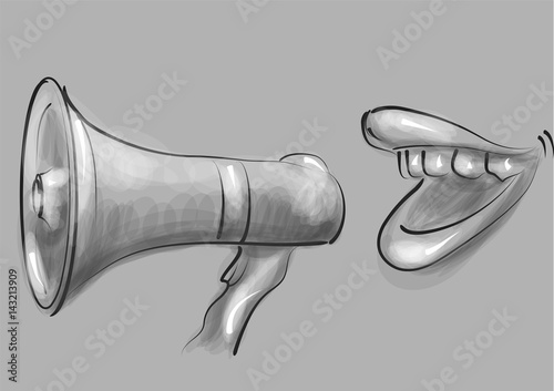 woman lips and megaphone