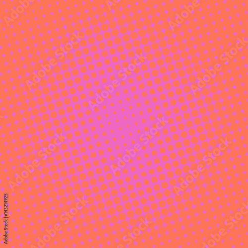 Background halftone circle vector. peach dots on pink background. Halftone Effect. comic book retro print.