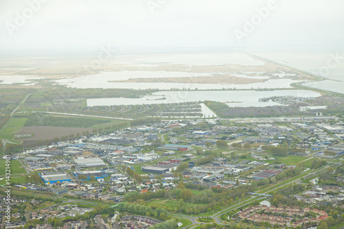 Aerial view of city Lelystad in The Netherlands