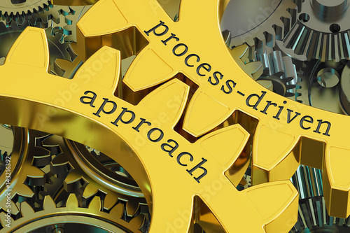 Картината върху платно process-driven approach concept on the gearwheels, 3D rendering
