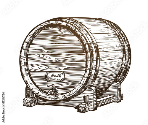 Fotografia Hand drawn vintage wooden wine cask