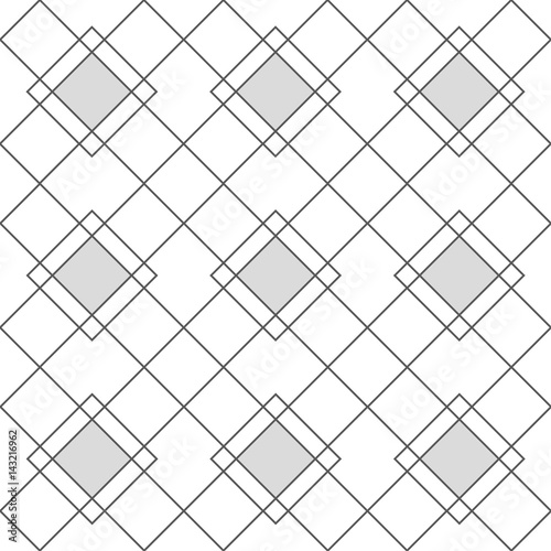 Harlequin geometric seamless patterns. Grey grid pattern with grey rhomboids. Vector background in abstract style