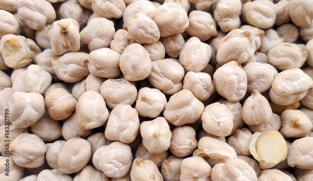 Pile of white chickpeas