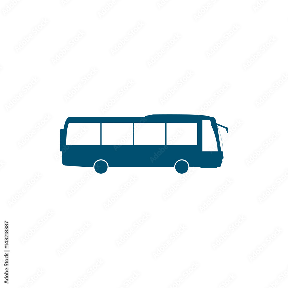 city public bus, navy bus symbol on white backgroud