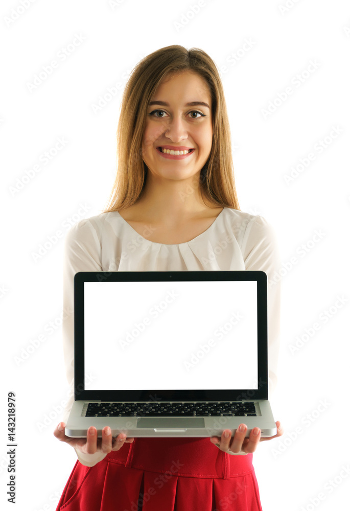 Beautiful student girl with laptop Beautiful student girl with laptop