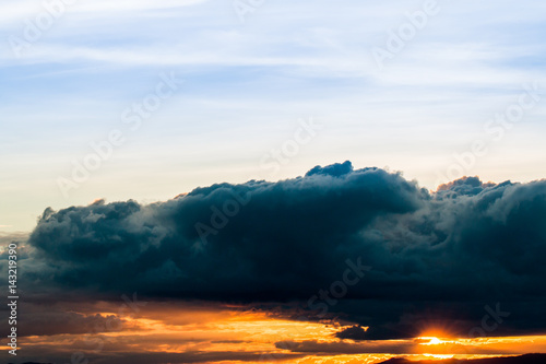 colorful dramatic sky with cloud at sunset