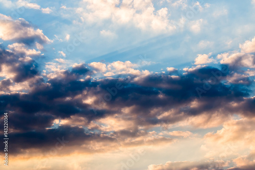 colorful dramatic sky with cloud at sunset