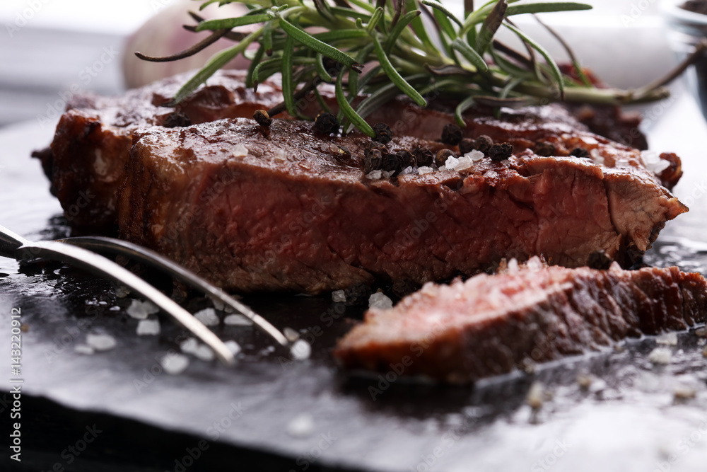 Barbecue Rib Eye Steak on Slate Slab - Dry Aged Wagyu Entrecote Steak Barbecue Rib Eye Steak on Slate Slab - Dry Aged Wagyu Entrecote Steak