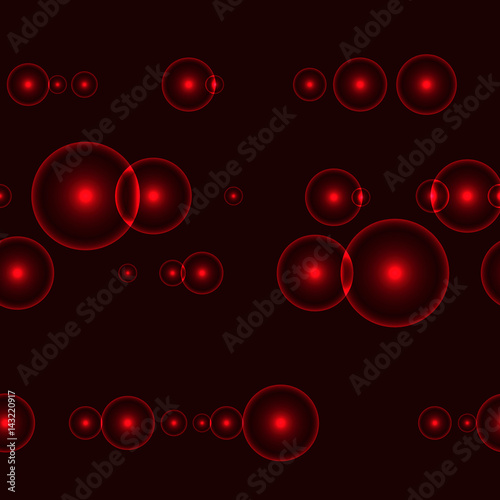 Dark seamless background with shinning red circles and points