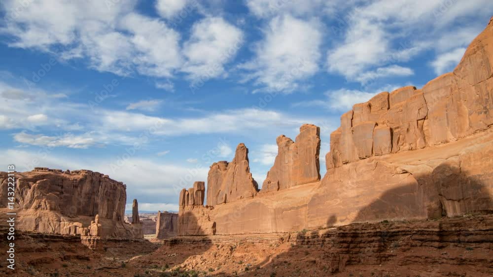 Time lapse over Park Avenue in Arches National Park Time lapse over Park Avenue in Arches National Park